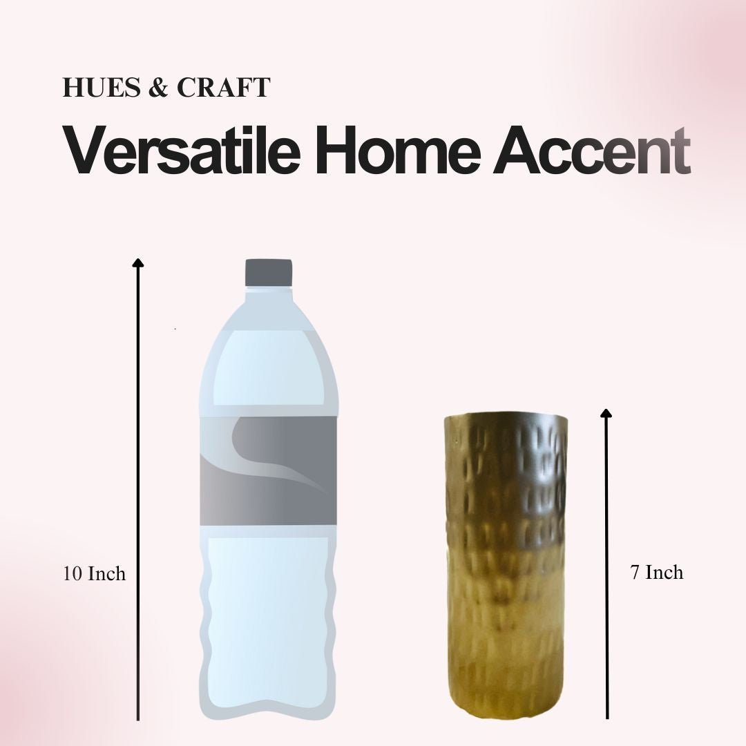 Vestige Gold Vase – Hammered Gold Finish - Hues & Craft
