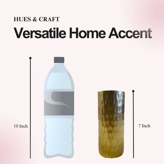 Vestige Gold Vase – Hammered Gold Finish - Hues & Craft