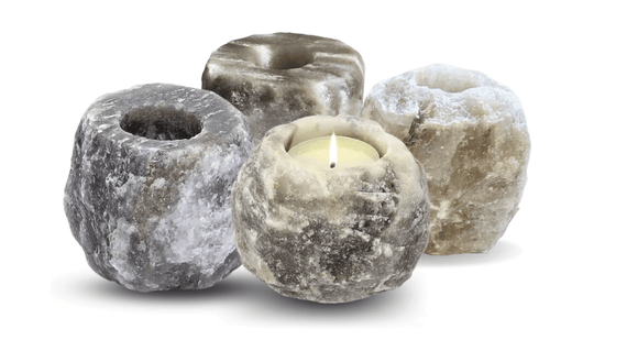 Handcrafted Himalayan Salt Crystal rock Candle Holder - Hues & Craft
