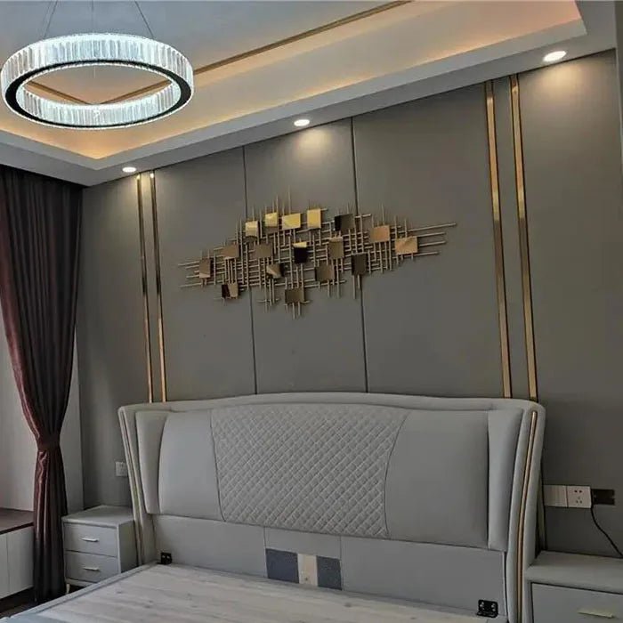 Luxury Modern Home Living Room Wall Decoration Pendant Golden Metal Art - Hues & Craft