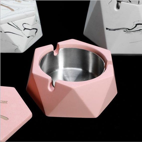 Nordic Concrete Cement Ashtray With Lid - Hues & Craft