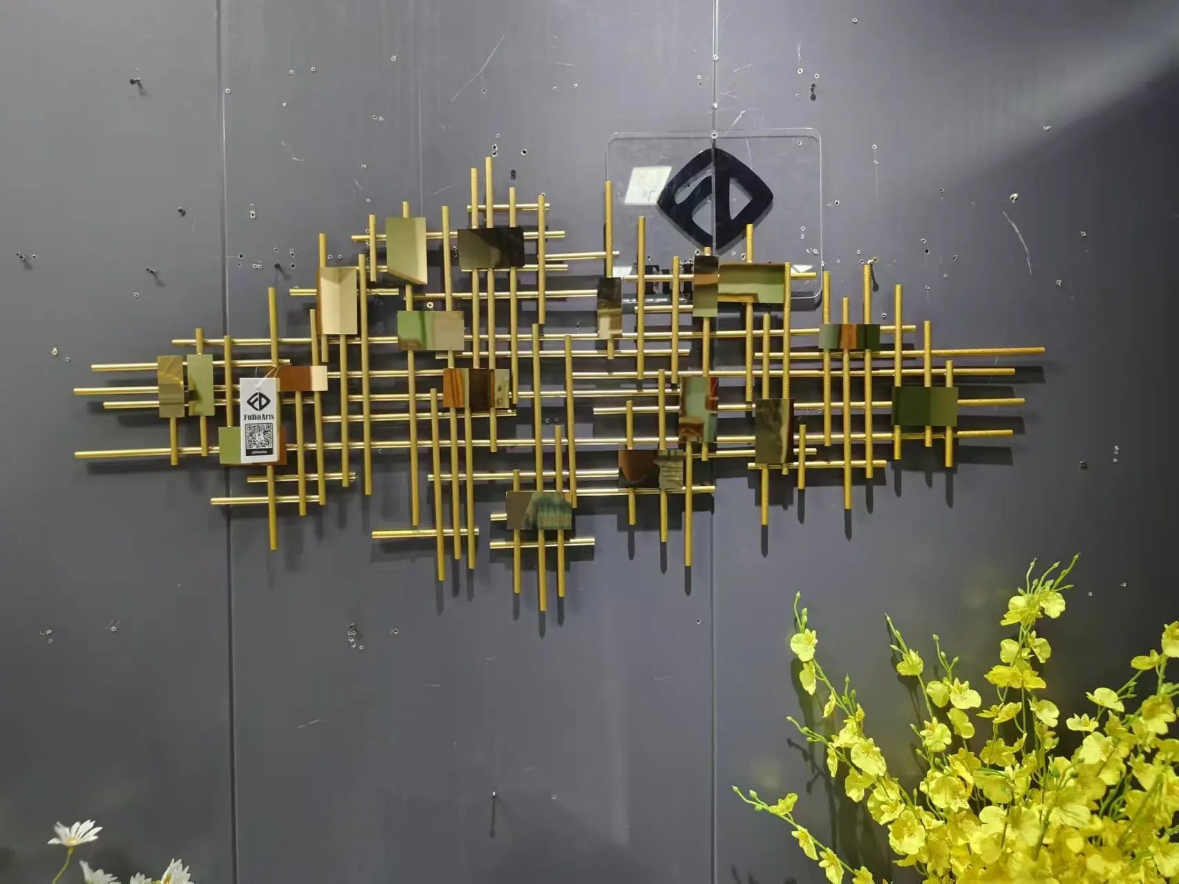 Luxury Modern Home Living Room Wall Decoration Pendant Golden Metal Art - Hues & Craft