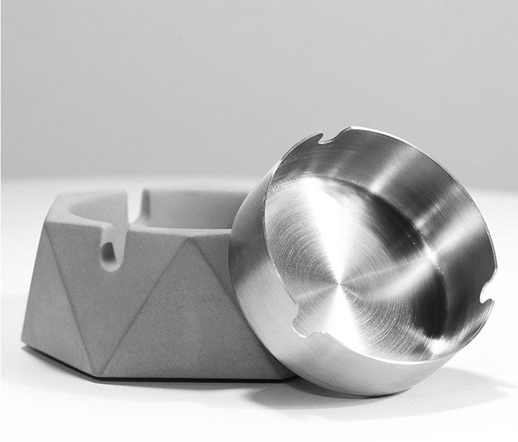 Nordic Concrete Cement Ashtray With Lid - Hues & Craft