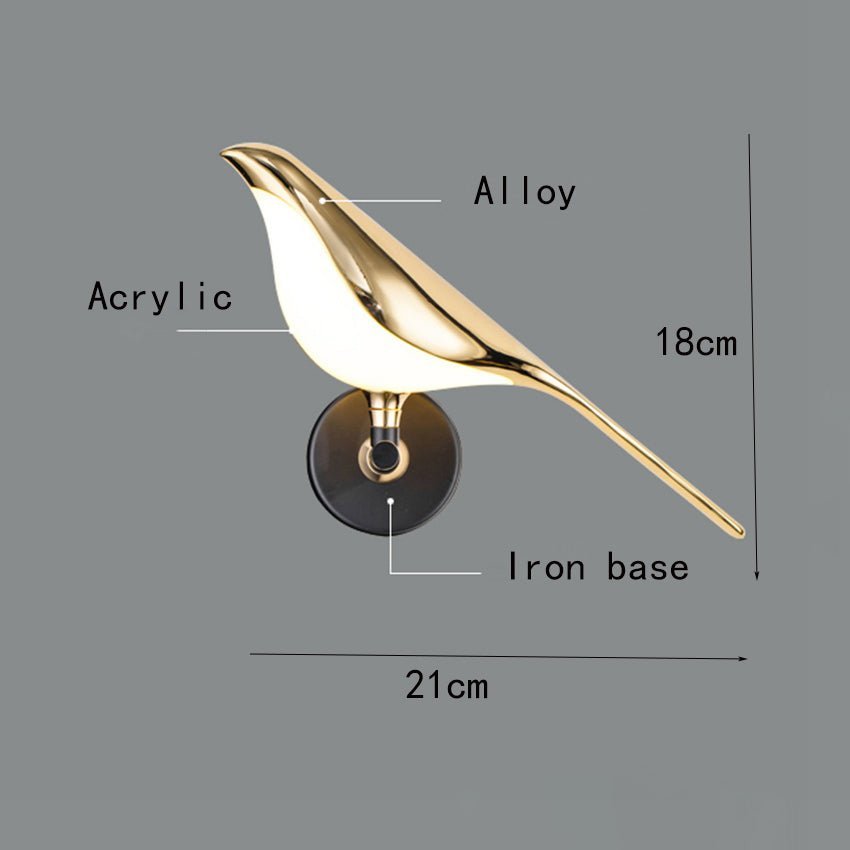 Modern Indoor Hallway Nordic Led Bird Wall Lamp - Hues & Craft