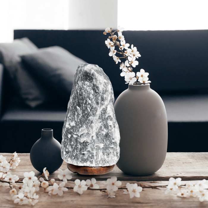 Natural Handcrafted Grey Himalayan Salt Lamp - Hues & Craft