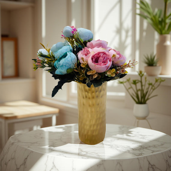 Vestige Gold Vase – Hammered Gold Finish - Hues & Craft