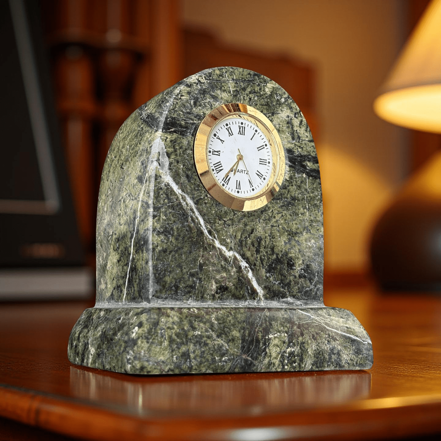 Premium Green Marble Desk Clock – Handcrafted Luxury Timepiece for Home & Office Décor - Hues & Craft