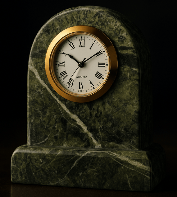 Premium Green Marble Desk Clock – Handcrafted Luxury Timepiece for Home & Office Décor - Hues & Craft