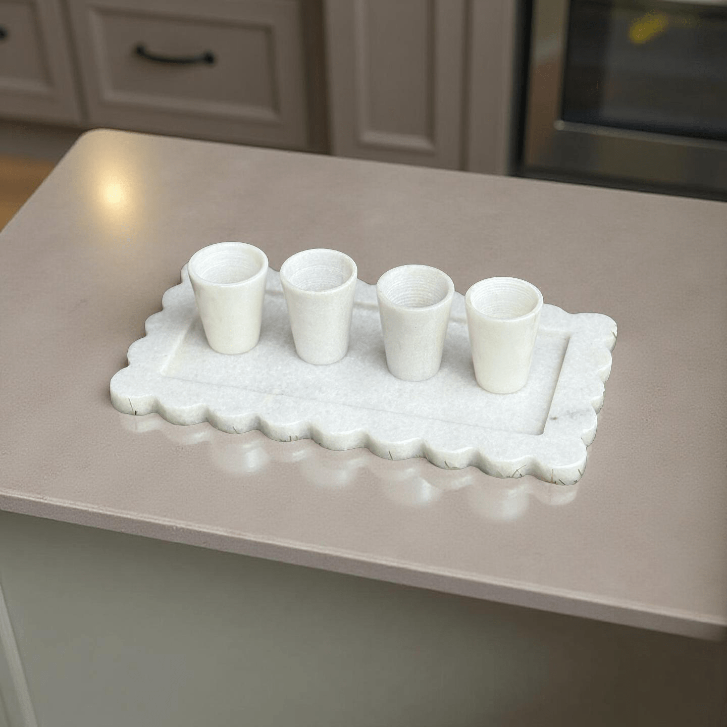 The Scalloped Serenity Marble Tray - Hues & Craft