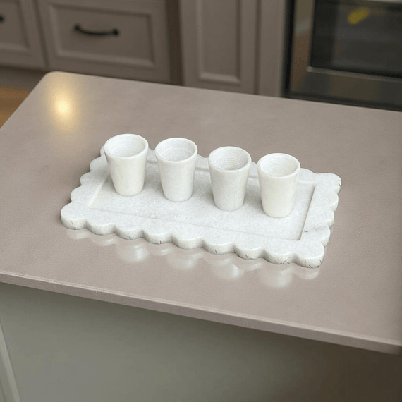 The Scalloped Serenity Marble Tray - Hues & Craft
