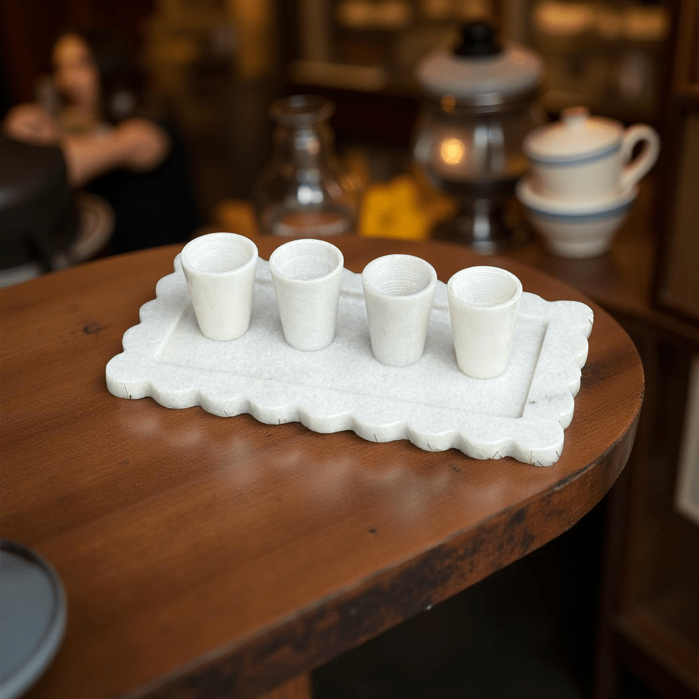 The Scalloped Serenity Marble Tray - Hues & Craft